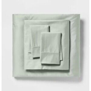 Full Solid Performance 400 Thread Count Sheet Set Silver Green - Threshold - New